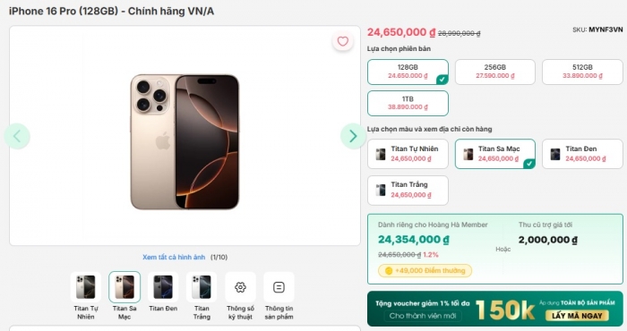 iPhone 16 Pro giá lao dốc khó tin, rẻ hơn Galaxy S25 Ultra, hút khách chẳng kém iPhone 16 Pro Max 5 iphone 16 pro gia lao doc kho tin re hon galaxy s25 ultra hut khach chang kem iphone 16 pro