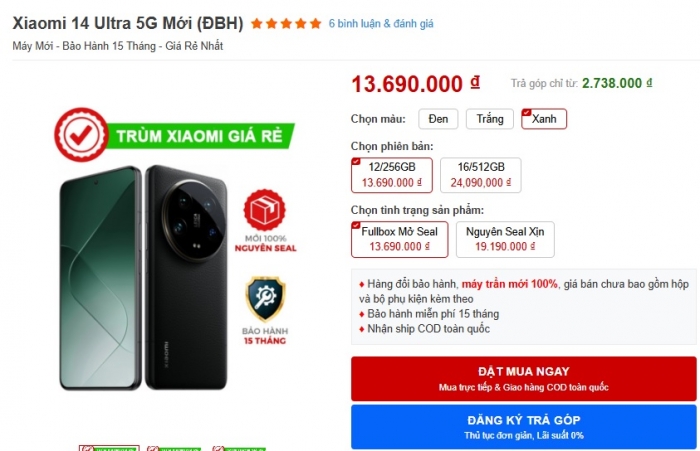 Giá bán Xiaomi 14 Ultra giảm khủng, rẻ hơn cả iPhone 16, camera át vía iPhone 16 Pro Max 5 gia ban xiaomi 14 ultra giam khung re hon ca iphone 16 camera at via iphone 16 pro
